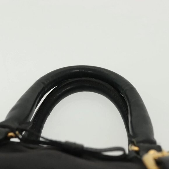 PRADA Tote Bag Canvas Black Gold Auth 138150 - Picture 9 of 14